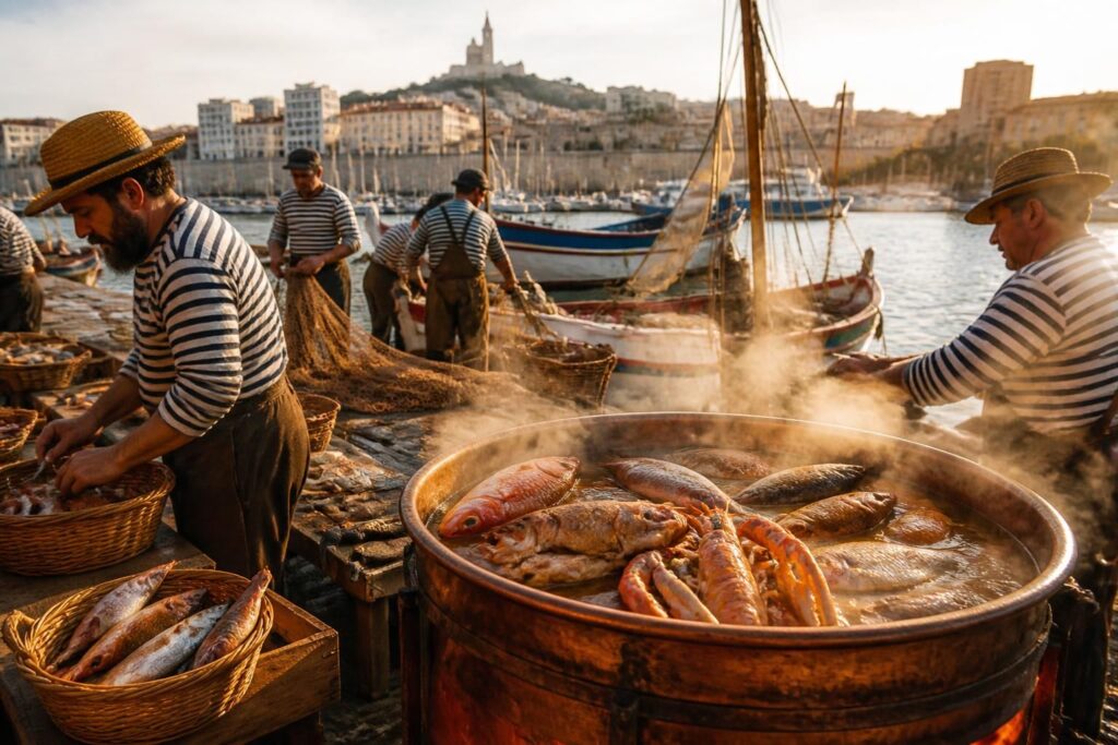 découvrez l'origine de la bouillabaisse, ce plat emblématique de marseille, à travers une plongée dans son histoire riche et ses traditions culinaires.