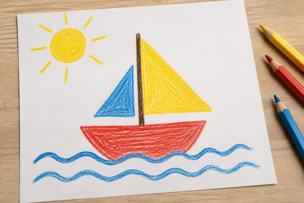 apprenez à dessiner facilement un bateau en couleurs, étape par étape. un tutoriel simple et amusant pour les enfants et les débutants.